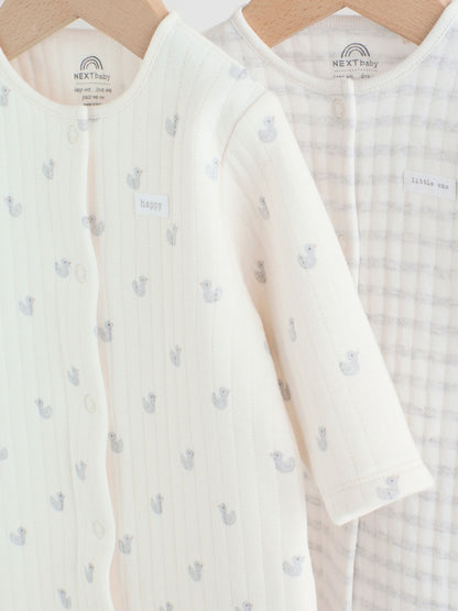 Grey Baby Quilted Sleepsuits 2 Pack