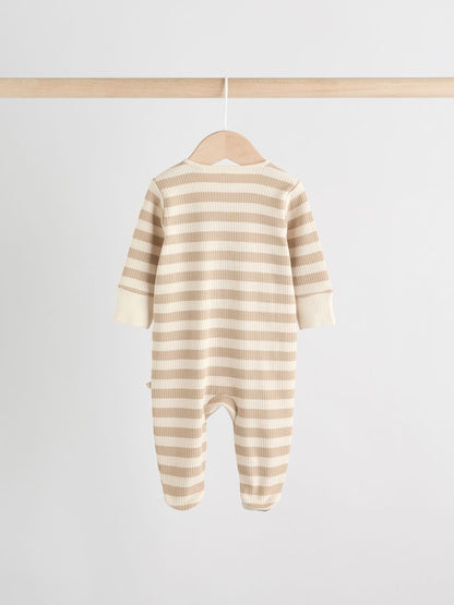 Brown Bear Print Two Way Zip Baby Sleepsuits 4 Pack (0mths-2yrs)