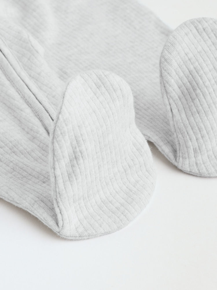 Neutral 5 Pack Two Way Zip Footed Baby Sleepsuits (0-2yrs)