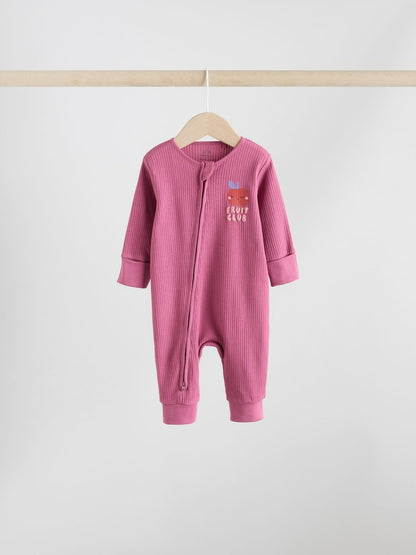 Multi Flower Two Way Zip Baby Sleepsuits 3 Pack (0mths-3yrs)