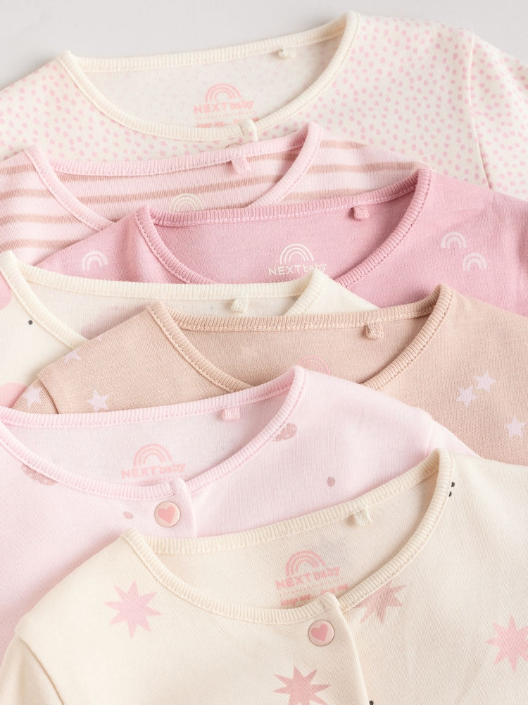 Pink 7 Pack Baby Sleepsuits (0mths-3yrs)