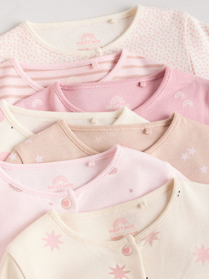 Pink 7 Pack Baby Sleepsuits (0mths-3yrs)