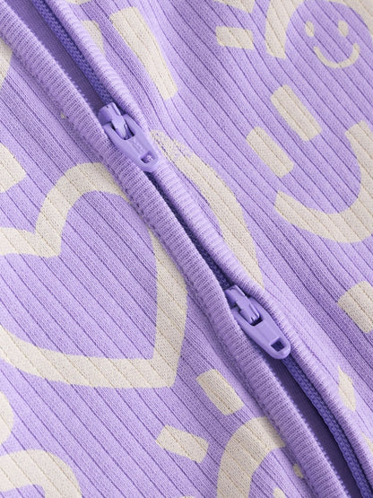 Lilac Purple 3 Pack Two Way Zip Baby Sleepsuits (0mths-3yrs)