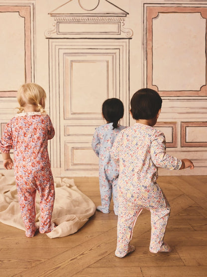 Blue Cath Kidston Floral Baby 100% Cotton Sleepsuits 3 Pack