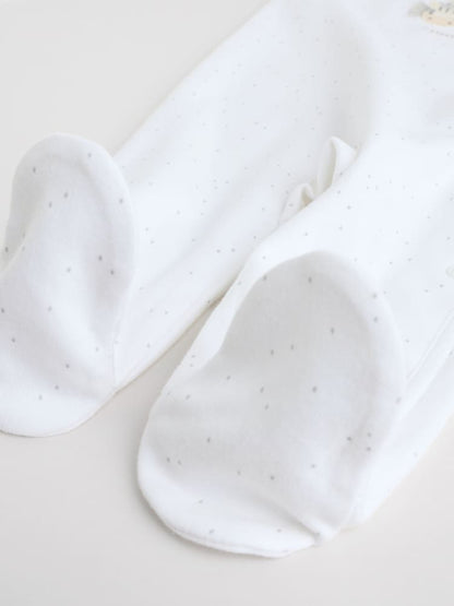 White Safari Baby Sleepsuits 3 Pack (0-2yrs)