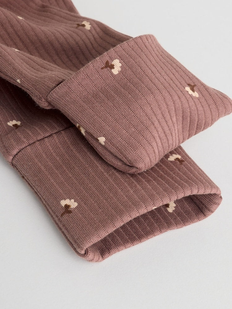 Brown Ditsy Floral Baby Sleepsuits 3 Pack (0-2yrs)