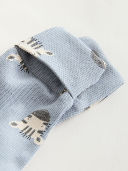 Multi Safari Animal Baby Sleepsuits 4 Pack (0mths-3yrs)