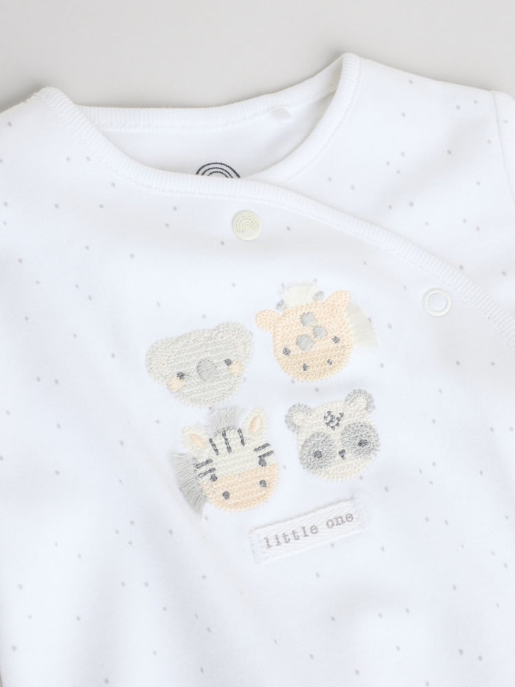 White Safari Baby Sleepsuits 3 Pack (0-2yrs)