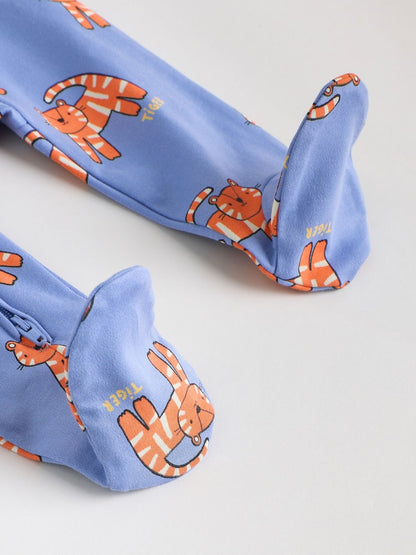 Multi Cotton Two Way Zip Baby Sleepsuits 5 Pack (0-2yrs)