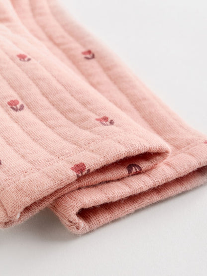 Pink/Cream Quilted Baby Sleepsuits 2 Pack