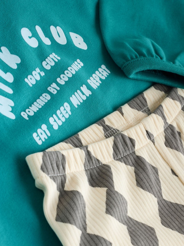 Blue/Green Milk Club Baby Top & Leggings 6
