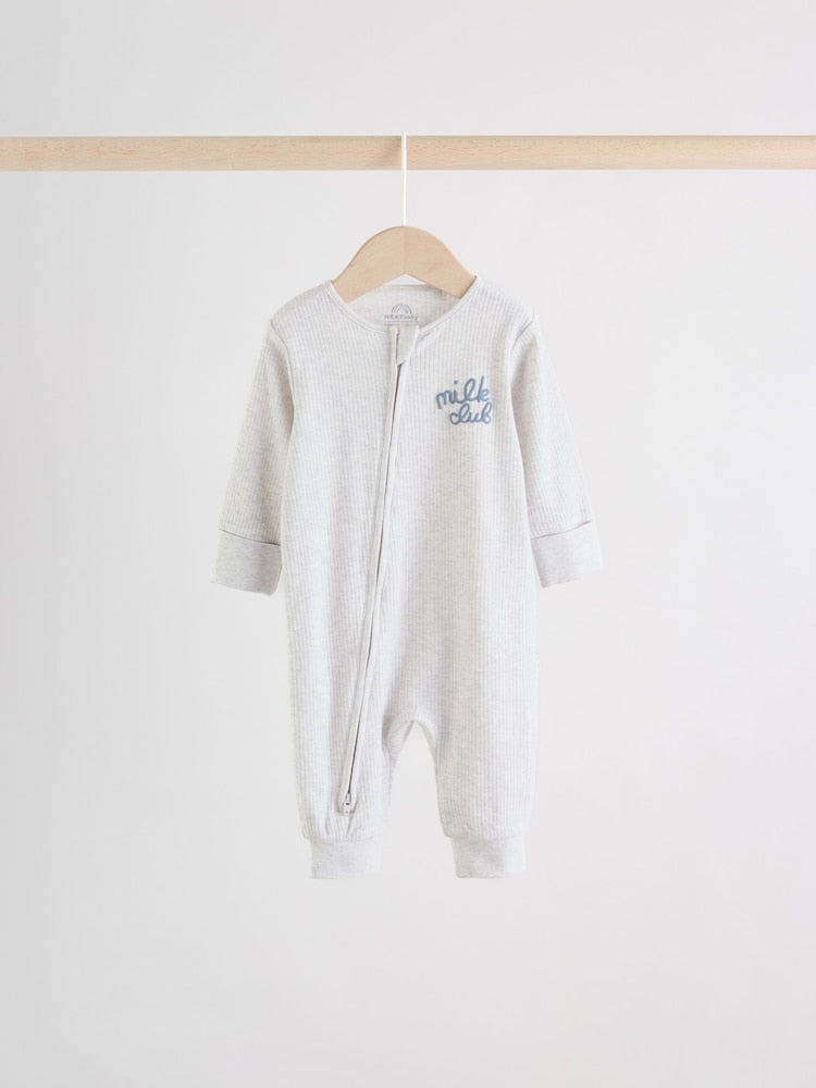 Blue Milk Club Two Way Zip Baby Sleepsuits 3 Pack (0mths-3yrs)