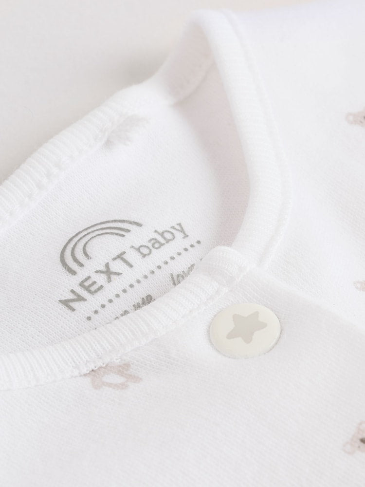 White Baby Sleepsuit, Bodysuit, Beanie and Bib Set 4 Piece (0-9mths)