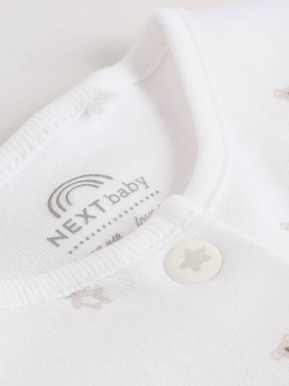 White Baby Sleepsuit, Bodysuit, Beanie and Bib Set 4 Piece (0-9mths)