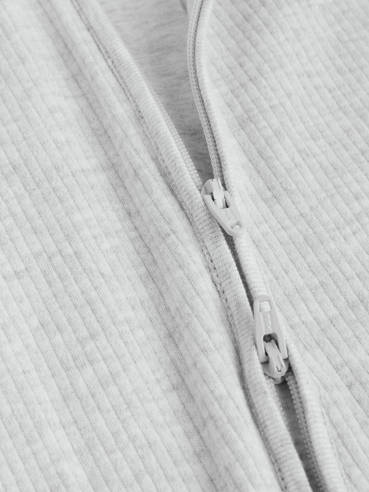 Neutral 5 Pack Two Way Zip Footed Baby Sleepsuits (0-2yrs)