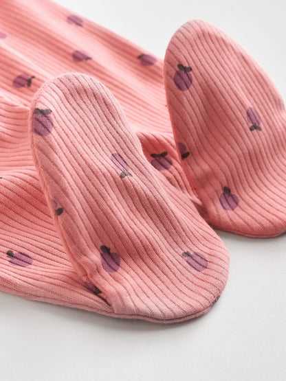 Pink/Rust Ditsy Floral 5 Pack Baby Sleepsuits (0-2yrs)