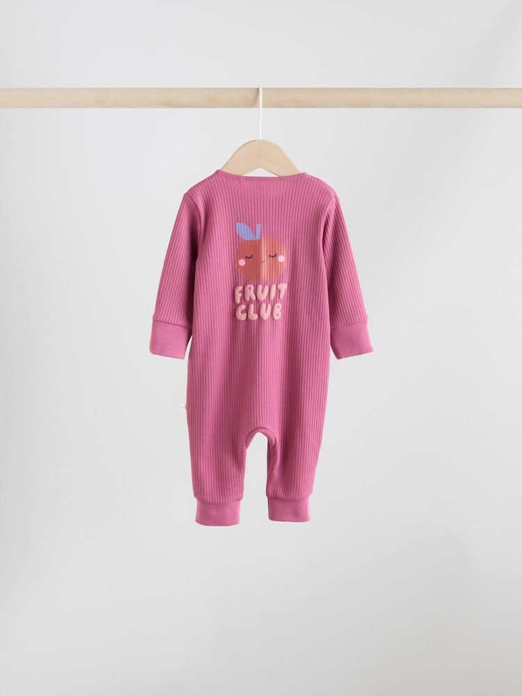 Multi Flower Two Way Zip Baby Sleepsuits 3 Pack (0mths-3yrs)