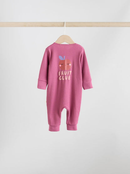 Multi Flower Two Way Zip Baby Sleepsuits 3 Pack (0mths-3yrs)