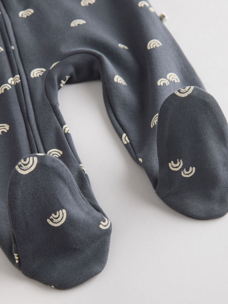 White/Black Two Way Zip Baby Sleepsuits 4 Pack (0mths-2yrs)