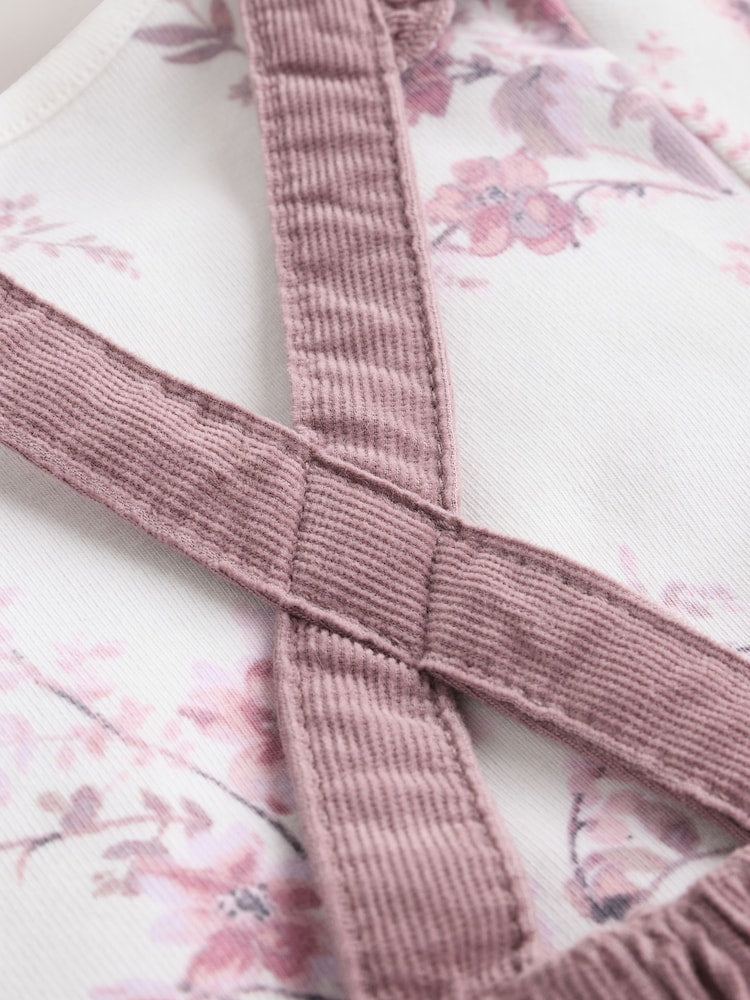 Purple/ White Cord Baby Romper and Long Sleeve Bodysuit and