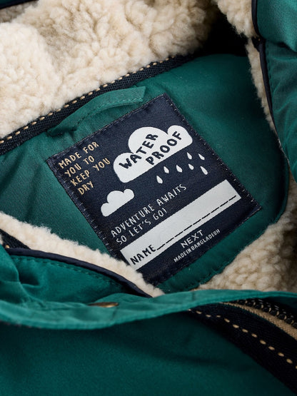 Forest Green Waterproof Borg Lined Parka Coat (3mths-7yrs)