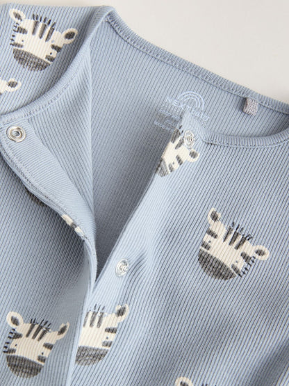 Multi Safari Animal Baby Sleepsuits 4 Pack (0mths-3yrs)