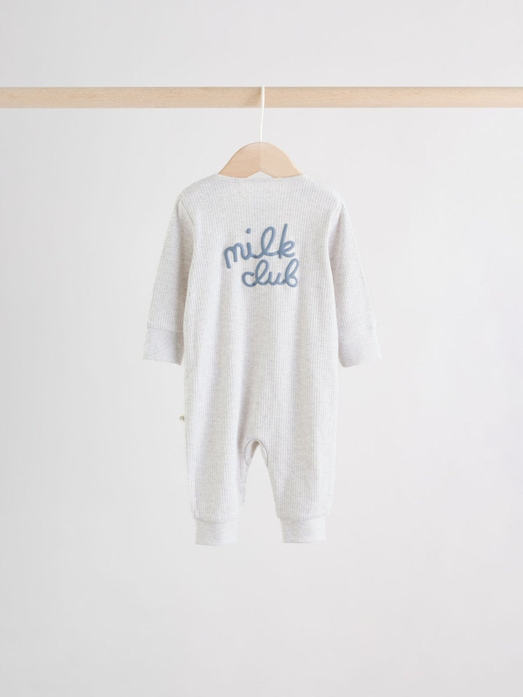 Blue Milk Club Two Way Zip Baby Sleepsuits 3 Pack (0mths-3yrs)