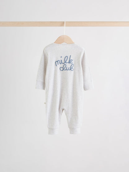Blue Milk Club Two Way Zip Baby Sleepsuits 3 Pack (0mths-3yrs)