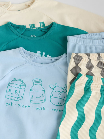 Blue/Green Milk Club Baby Top & Leggings 6