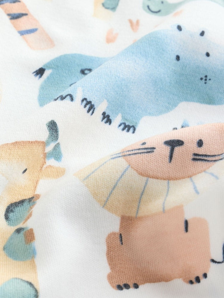 Blue Safari Two Way Zip Baby Sleepsuits 3 Pack (0mths-2yrs)