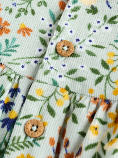 Green Floral Baby Bloomer Rompers Set 2 Piece with Tights