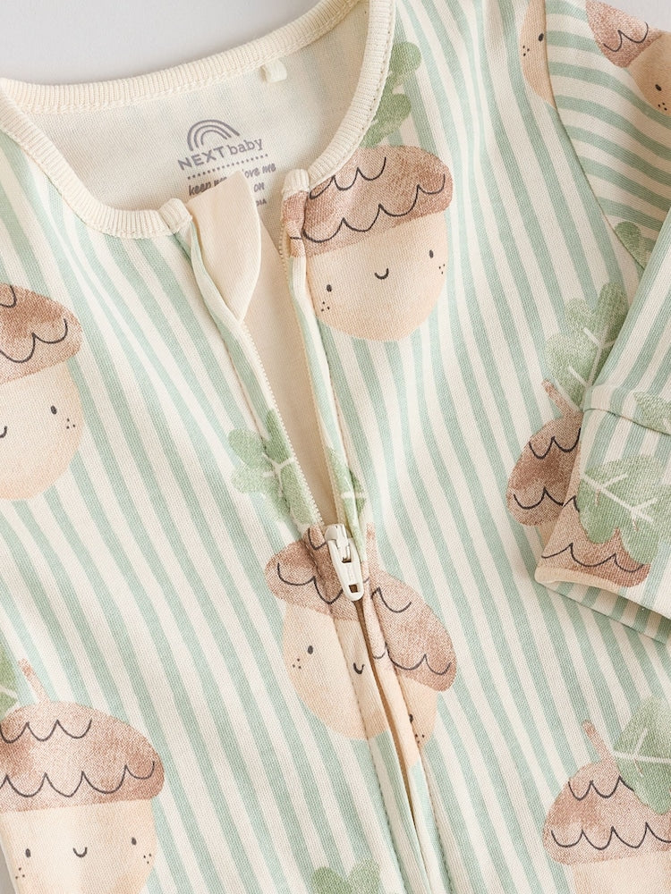 Cream Autumn Pumpkin Two Way Zip Footless Baby Sleepsuits