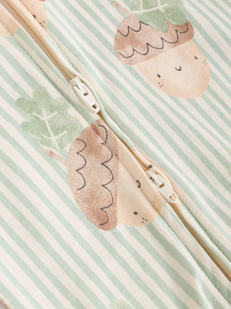 Cream Autumn Pumpkin Two Way Zip Footless Baby Sleepsuits