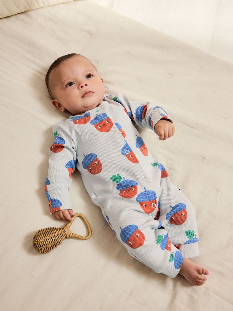 Green Autumn Pumpkin Baby Footless Sleepsuits 3 Pack