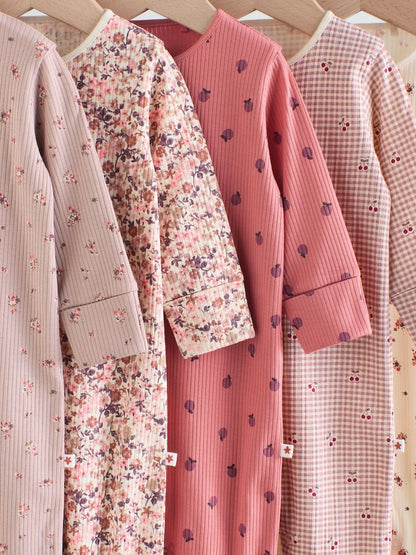 Pink/Rust Ditsy Floral 5 Pack Baby Sleepsuits (0-2yrs)