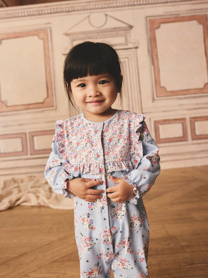 Blue Cath Kidston Floral Baby 100% Cotton Sleepsuits 3 Pack