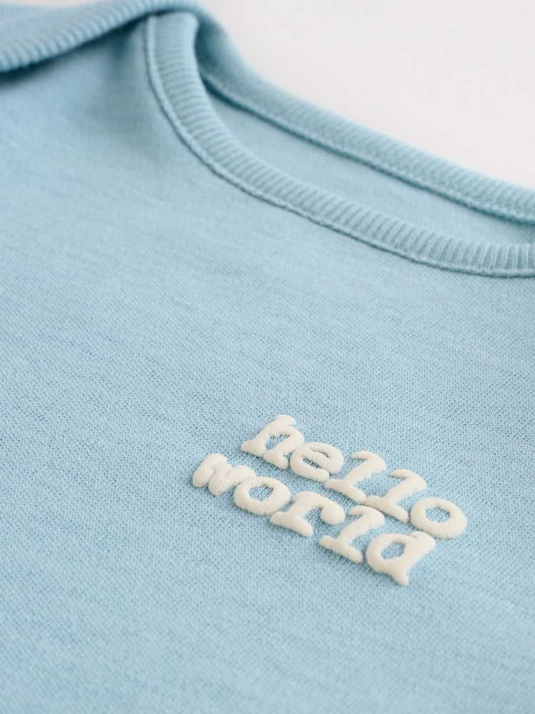 Blue Baby Sleepsuit, Bodysuit, Beanie and Bib Set 4 Piece (0-12mths)