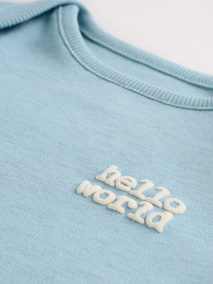 Blue Baby Sleepsuit, Bodysuit, Beanie and Bib Set 4 Piece (0-12mths)