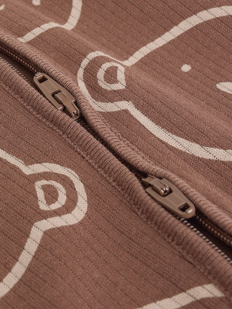 Brown Bear Print Two Way Zip Baby Sleepsuits 4 Pack (0mths-2yrs)