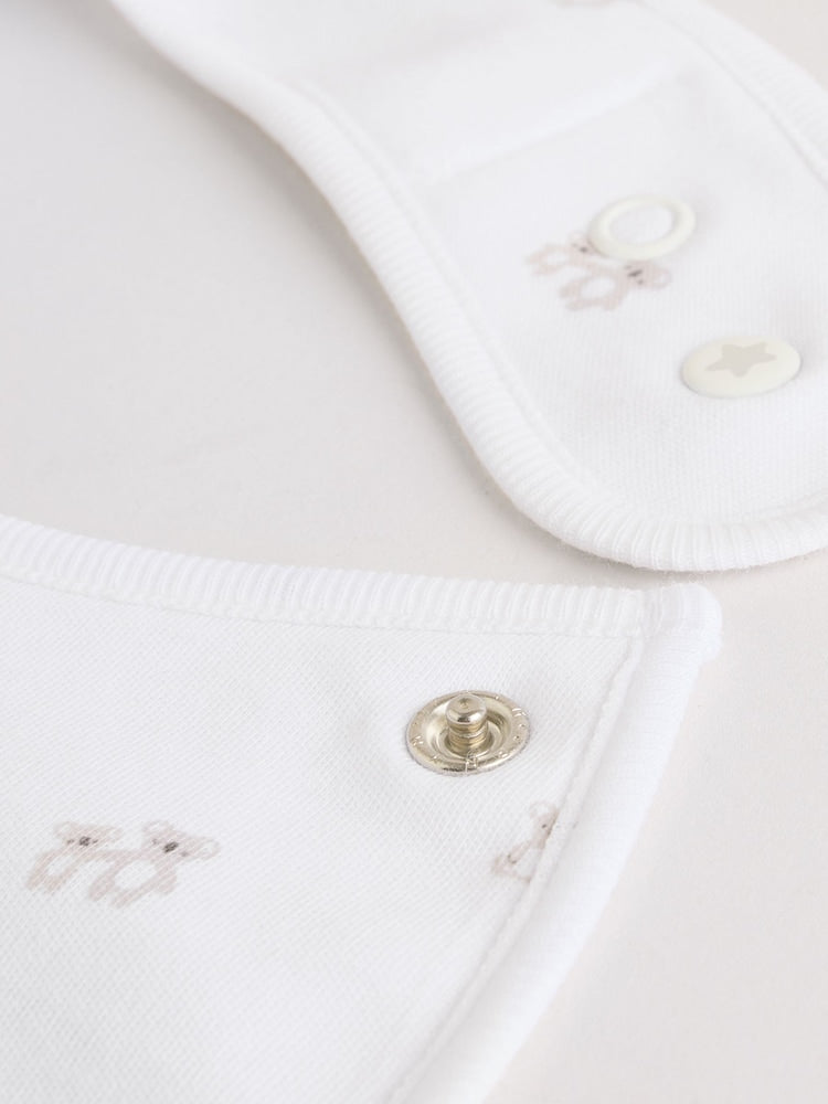 White Baby Sleepsuit, Bodysuit, Beanie and Bib Set 4 Piece (0-9mths)