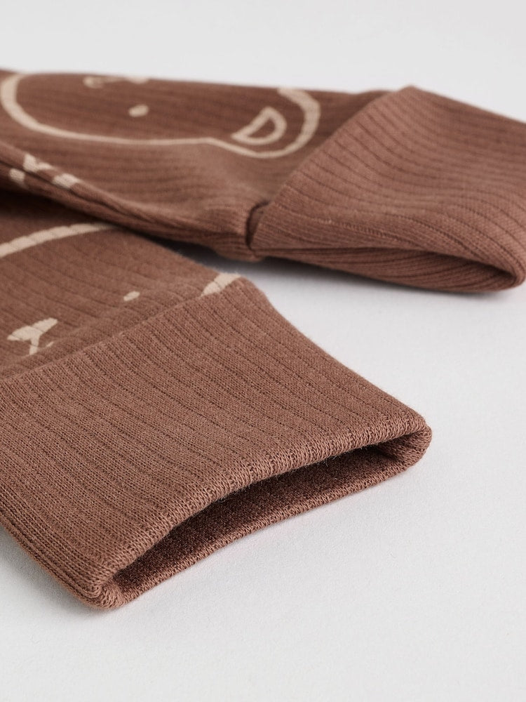 Brown Bear Print Two Way Zip Baby Sleepsuits 4 Pack (0mths-2yrs)