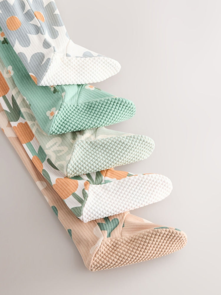 Sage Green Floral Baby Sleepsuits 5 Pack (0mths-2yrs)