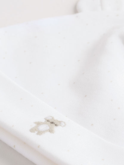 White Baby Sleepsuit, Bodysuit, Beanie and Bib Set 4 Piece (0-9mths)