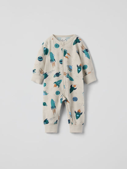 Polarn O. Pyret Natural Printed Sleepsuit