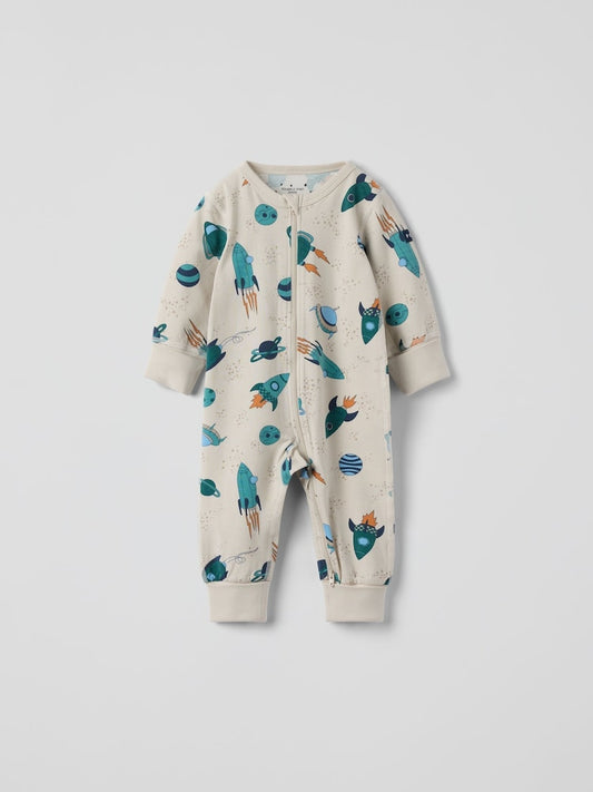 Polarn O. Pyret Natural Printed Sleepsuit