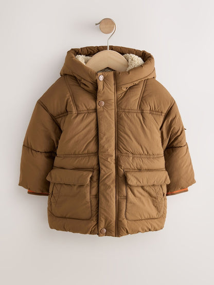 Brown Borg Lined Padded Shower Resistant Coat (3mths-7yrs)