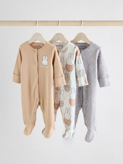 Neutral Miffy Baby Sleepsuits 3 Pack (0mths-2yrs)