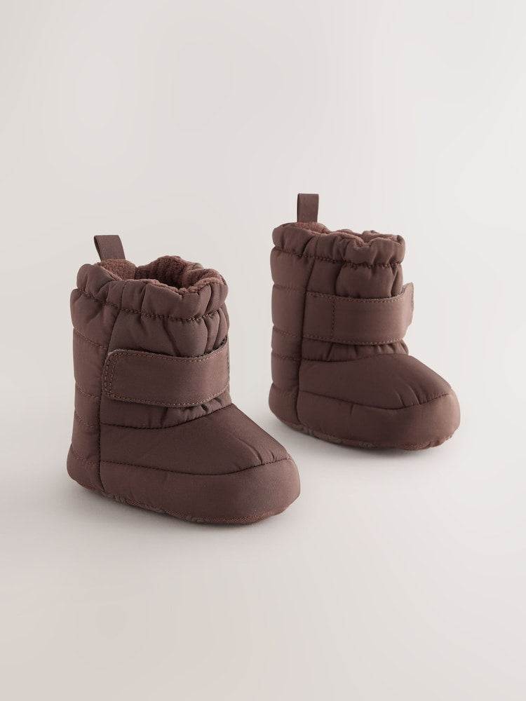 Brown Chocolate Baby Touch Fastening Snow Boots (0-2mths)
