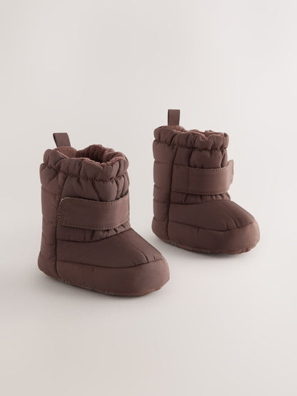 Brown Chocolate Baby Touch Fastening Snow Boots (0-2mths)