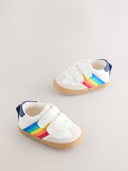 Little Bird by Jools Oliver White Rainbow Tape Gum Sole Trainers Padders